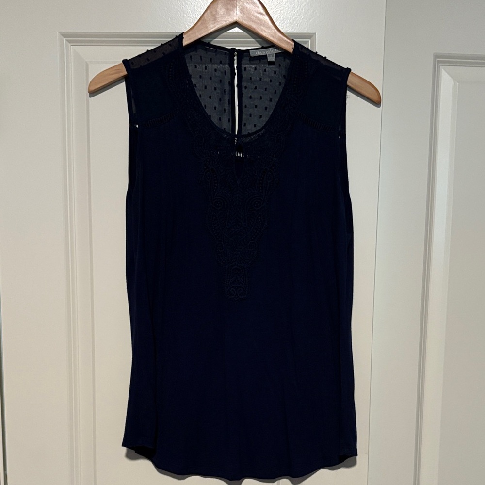 Daniel Rainn Midnight Blue Sleeveless Blouse